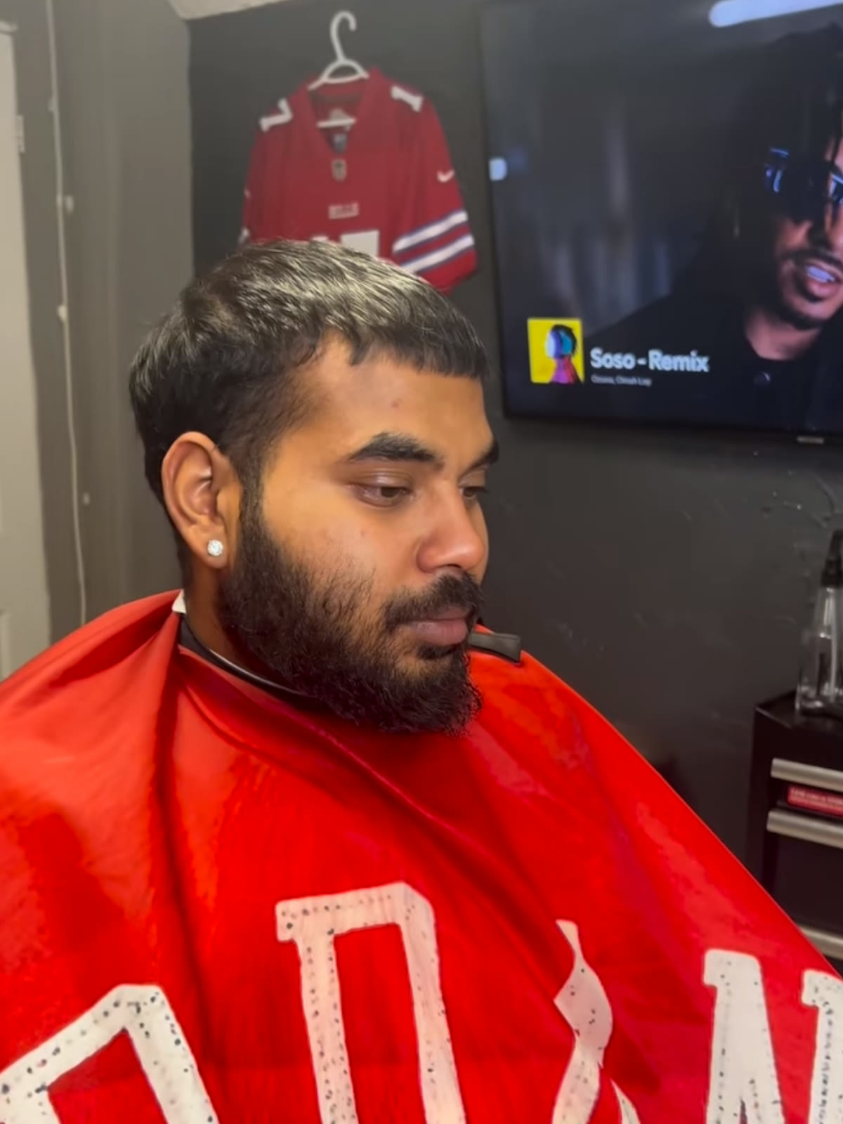 Before: a bleached silver top grown through, beard left full
